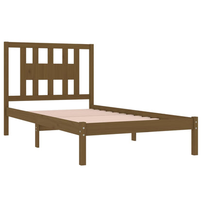 3104056 vidaXL Bed Frame without Mattress Honey Brown Solid Wood 100x200 cm (810010+818658)