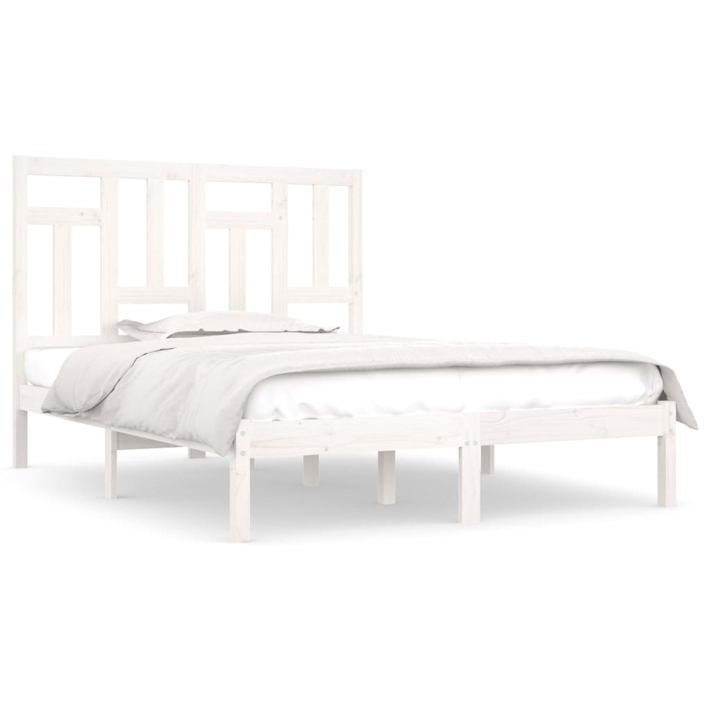 Bed Frame without Mattress White 200x200 cm Solid Wood Pine
