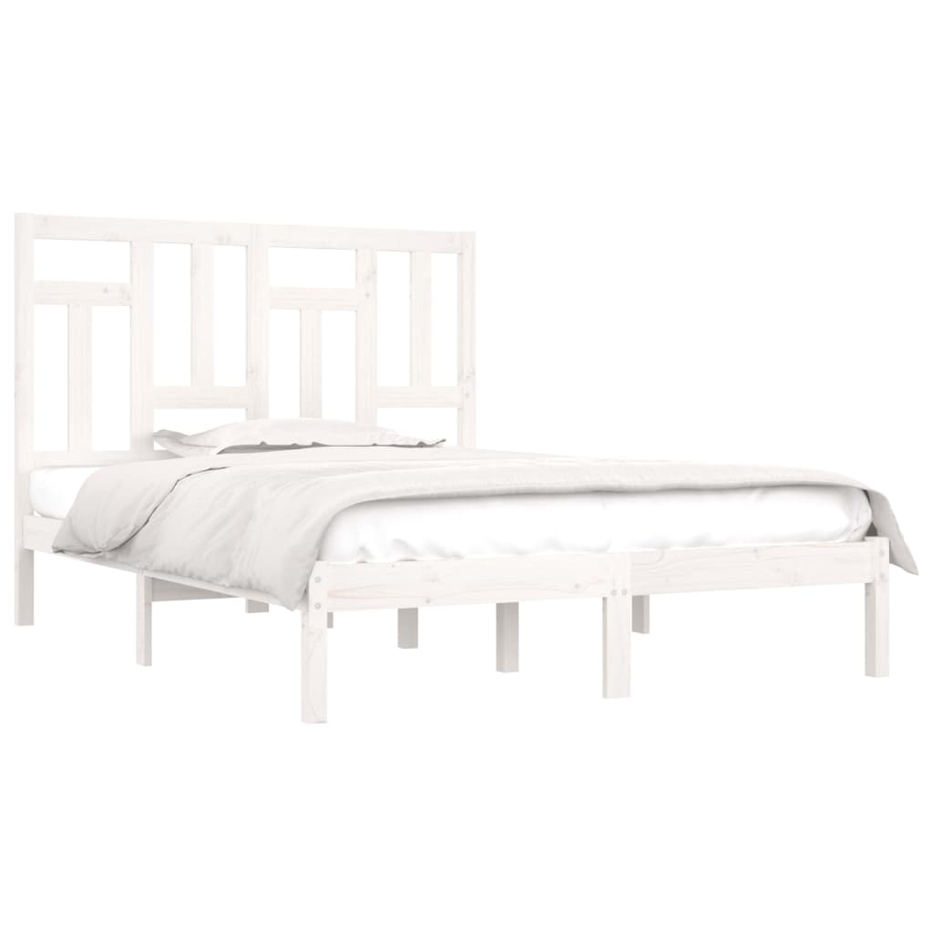 Bed Frame without Mattress White 200x200 cm Solid Wood Pine