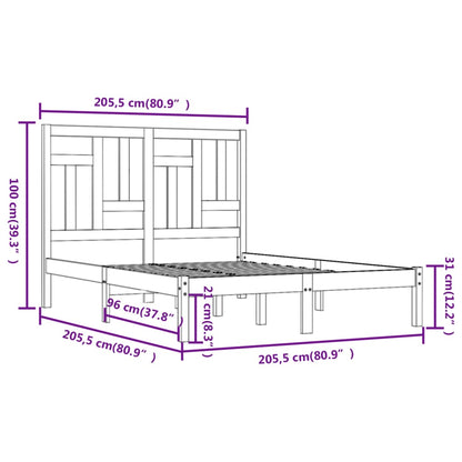 Bed Frame without Mattress White 200x200 cm Solid Wood Pine