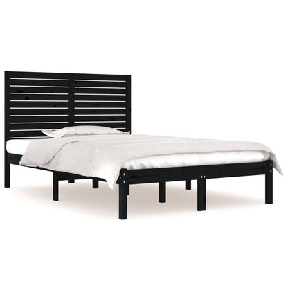 Bed Frame without Mattress Black 140x190 cm Solid Wood