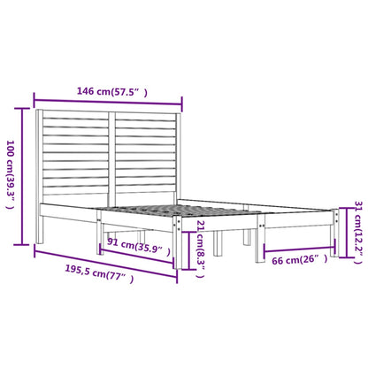 Bed Frame without Mattress Black 140x190 cm Solid Wood