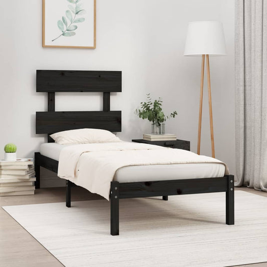 Bed Frame Black Solid Wood 100x200 cm