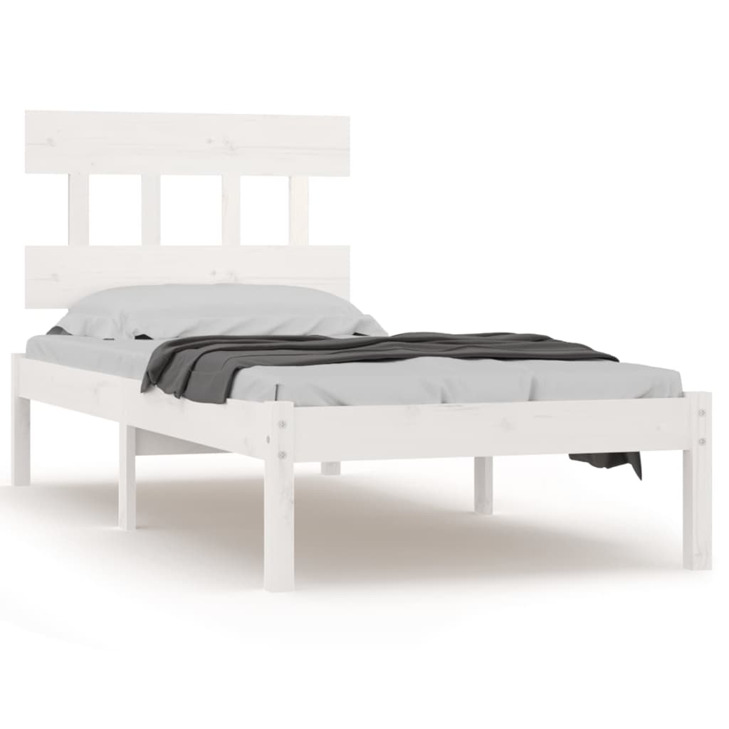 Bed Frame without Mattress White 90x200 cm Solid Wood
