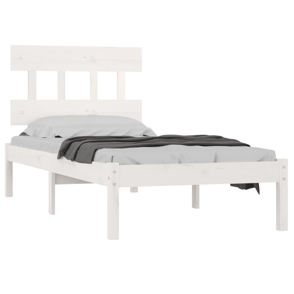 Bed Frame without Mattress White 90x200 cm Solid Wood
