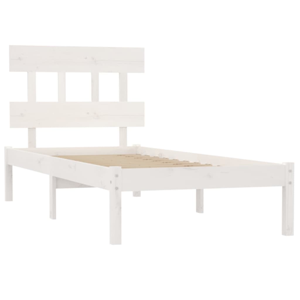 Bed Frame without Mattress White 90x200 cm Solid Wood