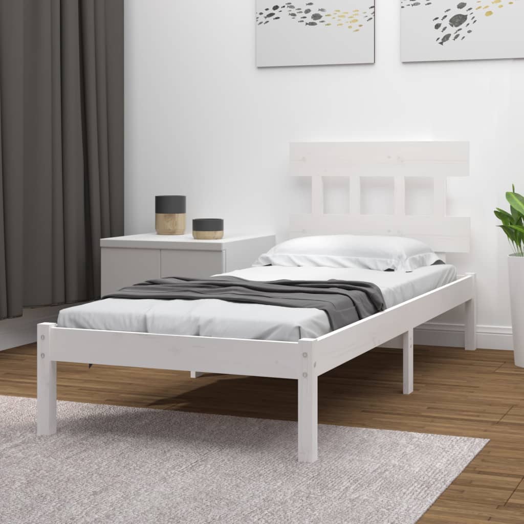 Bed Frame without Mattress White 90x200 cm Solid Wood