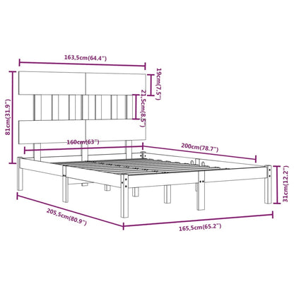 Bed Frame without Mattress White 160x200 cm Solid Wood