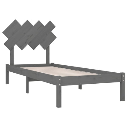 Bed Frame Grey 90x200 cm Solid Wood