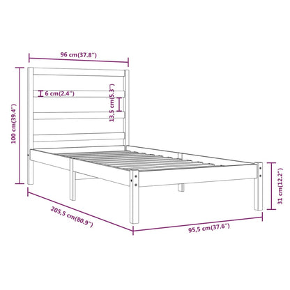 Bed Frame without Mattress White 90x200 cm Solid Wood Pine