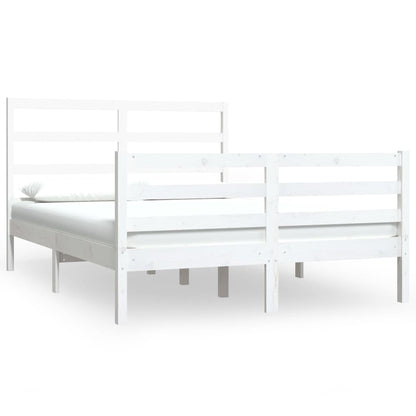 Bed Frame without Mattress White Solid Wood Pine 140x190 cm