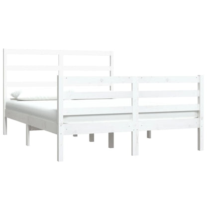 Bed Frame without Mattress White Solid Wood Pine 140x190 cm