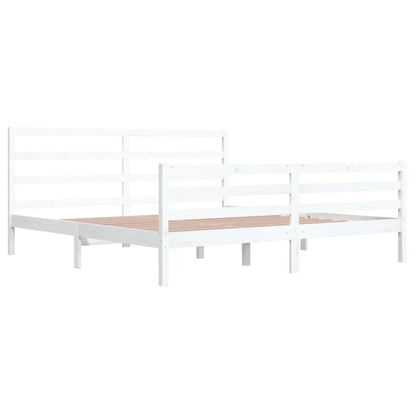 Bed Frame without Mattress White Solid Wood Pine 200x200 cm
