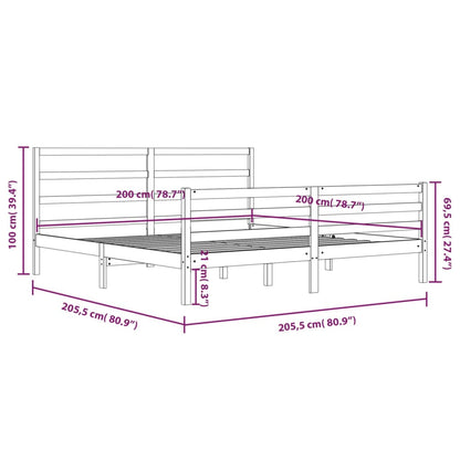 Bed Frame without Mattress White Solid Wood Pine 200x200 cm