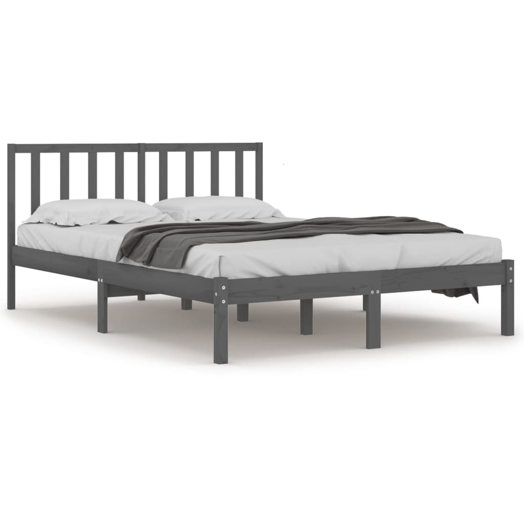 Bed Frame without Mattress Grey Solid Wood Pine 200x200 cm