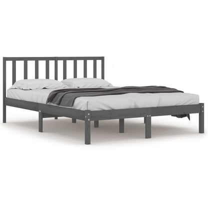 Bed Frame without Mattress Grey Solid Wood Pine 200x200 cm