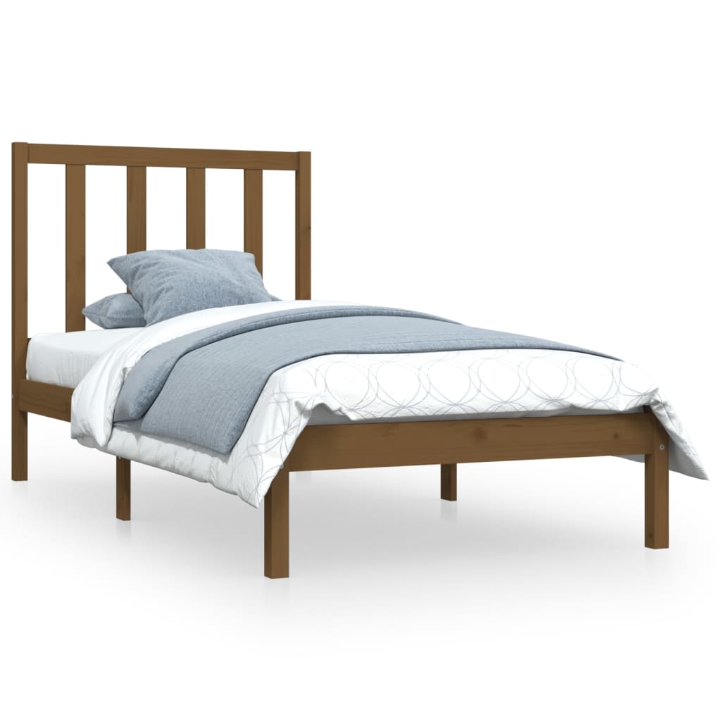 Bed Frame without Mattress Honey Brown Solid Wood Pine 100x200 cm