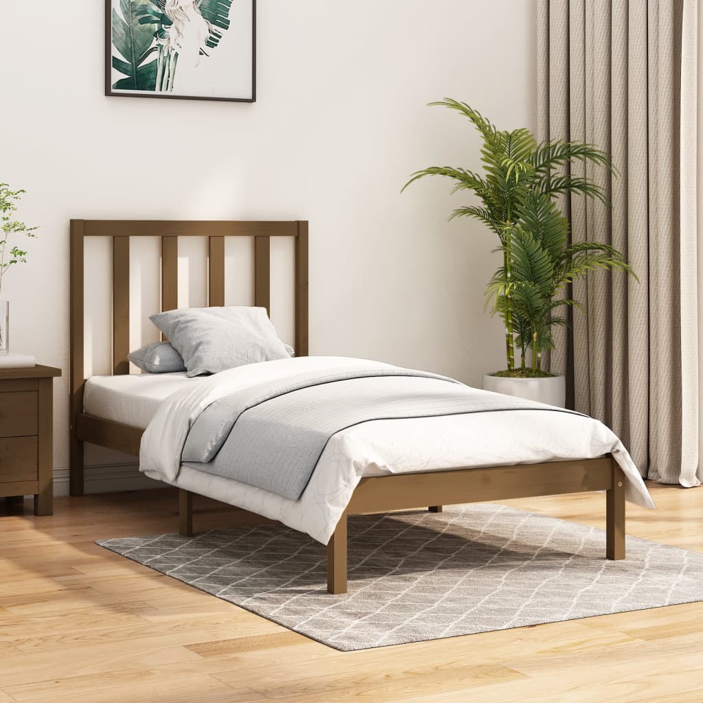 Bed Frame without Mattress Honey Brown Solid Wood Pine 100x200 cm
