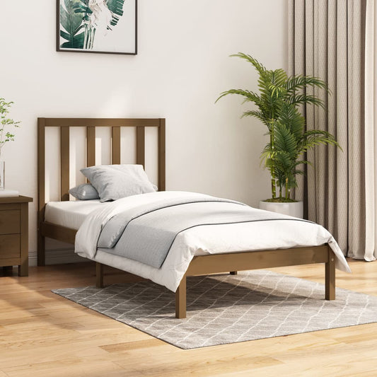 Bed Frame without Mattress Honey Brown Solid Wood Pine 100x200 cm