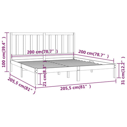 Bed Frame without Mattress Solid Wood Pine 200x200 cm