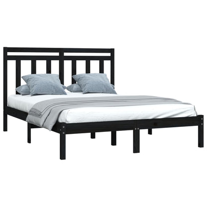 Bed Frame without Mattress Black 150x200 cm King Size Solid Wood