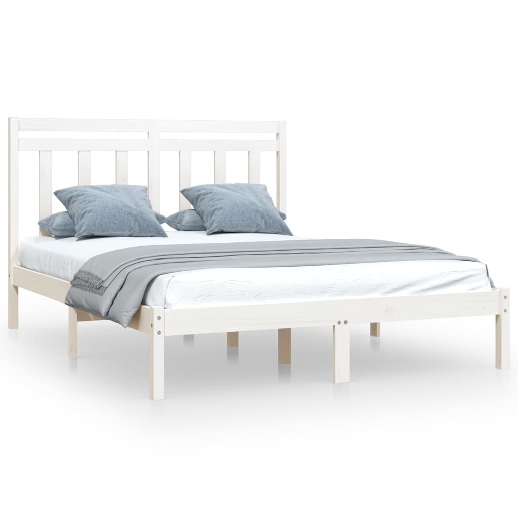 Bed Frame without Mattress White 160x200 cm Solid Wood