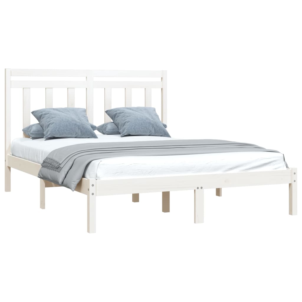 Bed Frame without Mattress White 160x200 cm Solid Wood