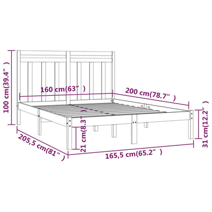 Bed Frame without Mattress White 160x200 cm Solid Wood