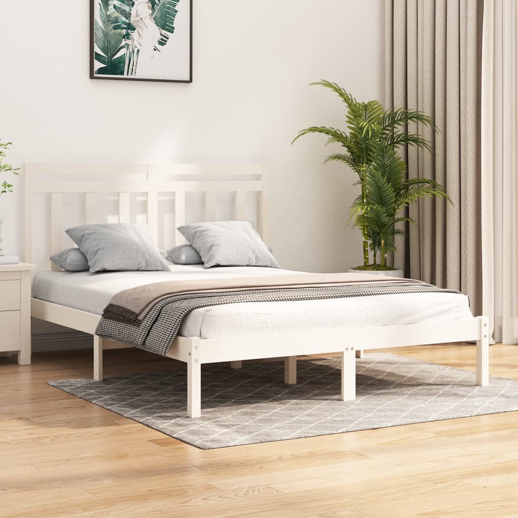 Bed Frame without Mattress White 160x200 cm Solid Wood