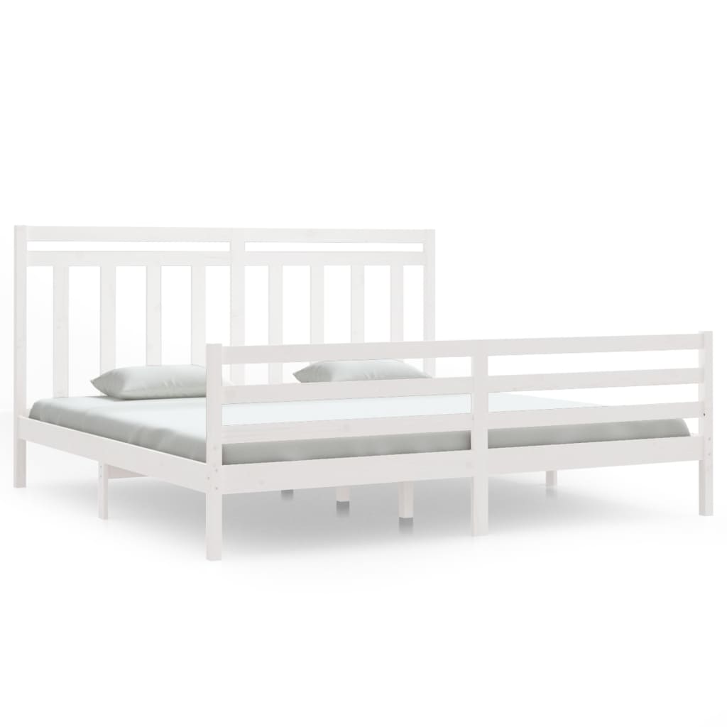Bed Frame without Mattress White 200x200 cm Solid Wood