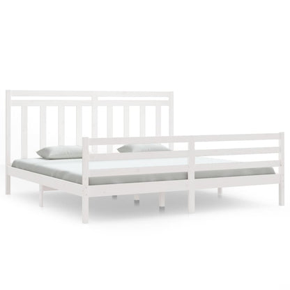 Bed Frame without Mattress White 200x200 cm Solid Wood