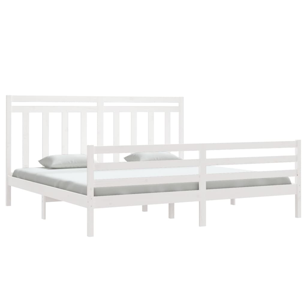 Bed Frame without Mattress White 200x200 cm Solid Wood
