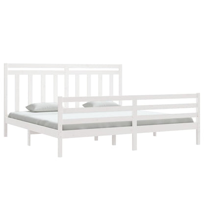 Bed Frame without Mattress White 200x200 cm Solid Wood