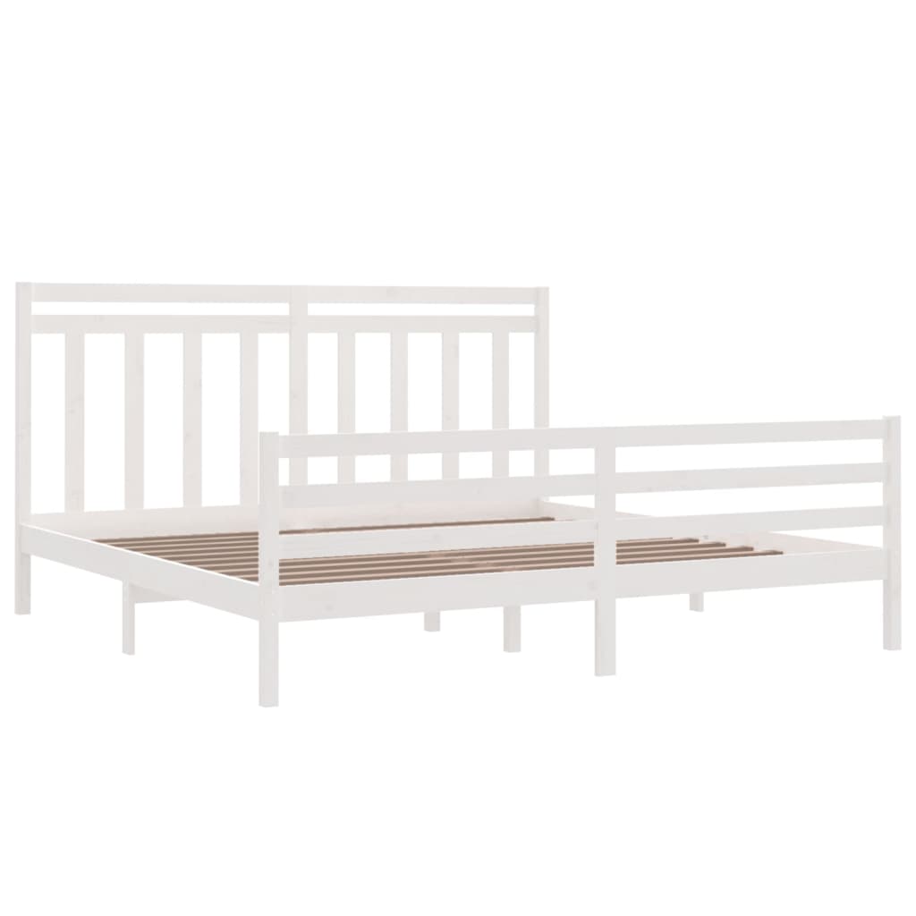 Bed Frame without Mattress White 200x200 cm Solid Wood