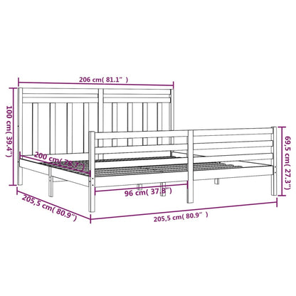 Bed Frame without Mattress White 200x200 cm Solid Wood