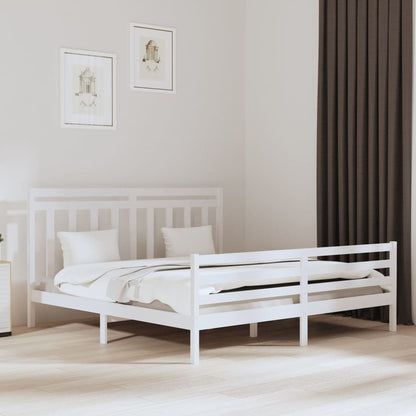 Bed Frame without Mattress White 200x200 cm Solid Wood