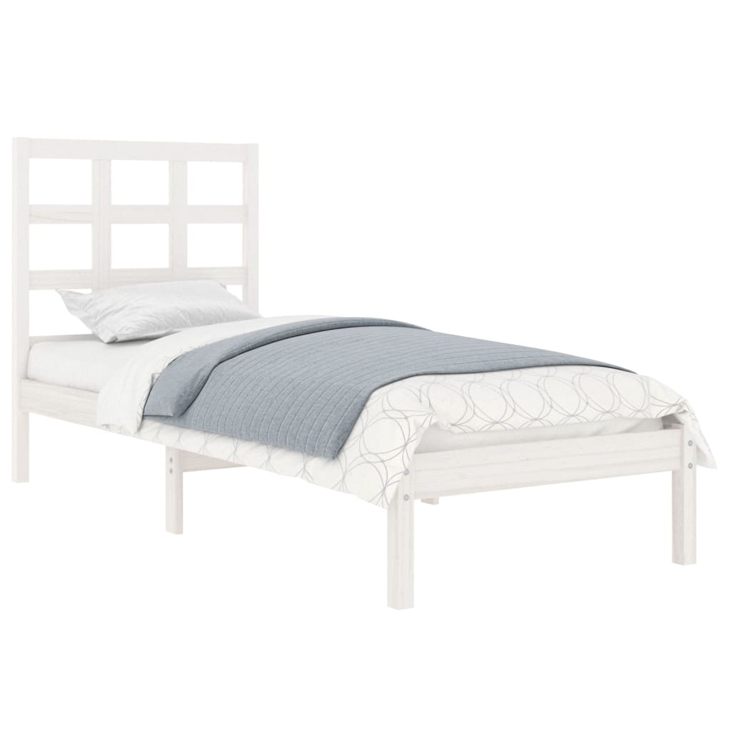 Bed Frame without Mattress White 90x200 cm Solid Wood