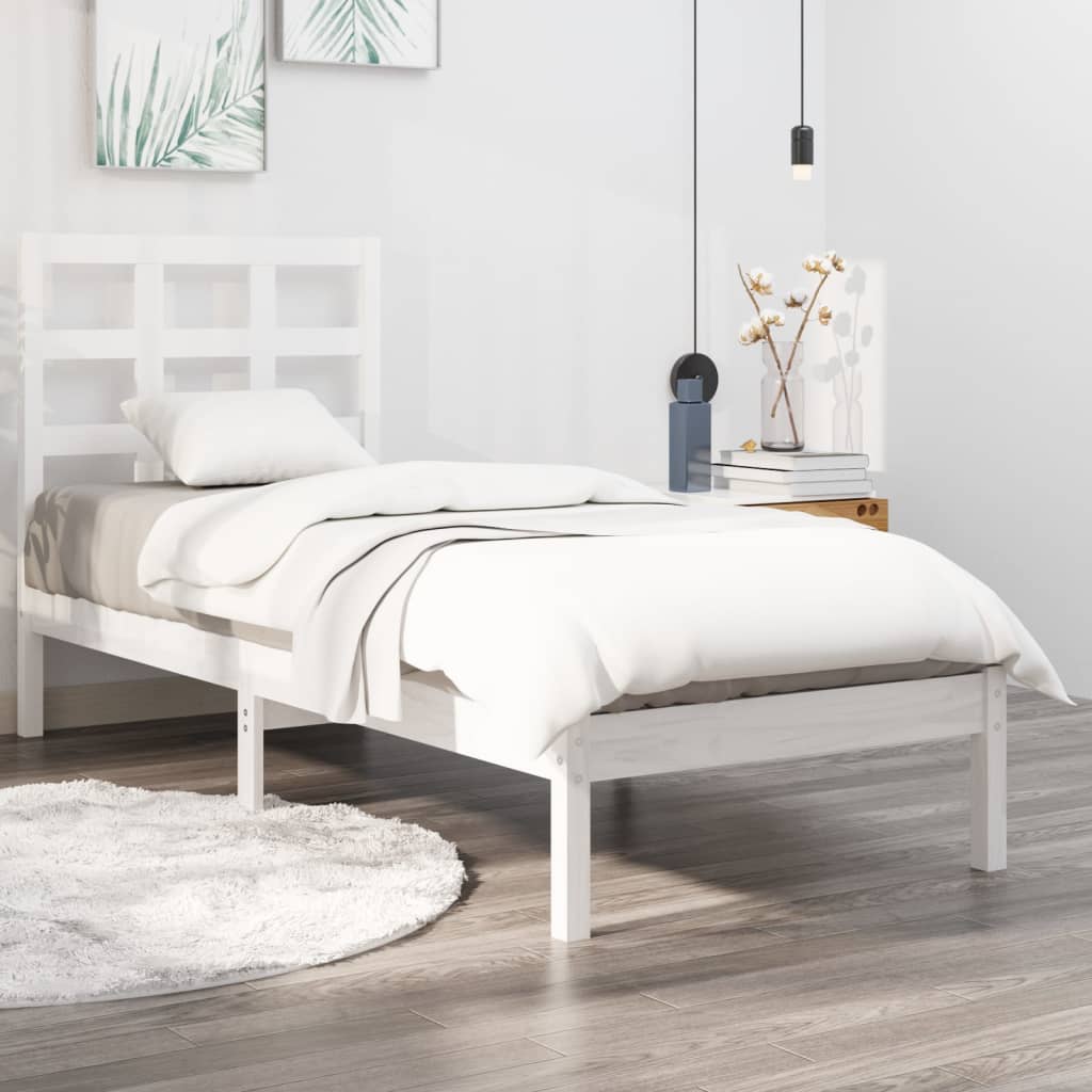 Bed Frame without Mattress White 90x200 cm Solid Wood
