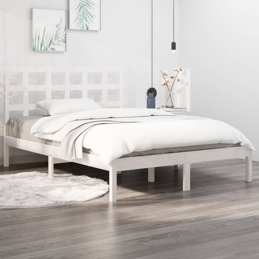 Bed Frame White Solid Wood 180x200 cm Super King Size