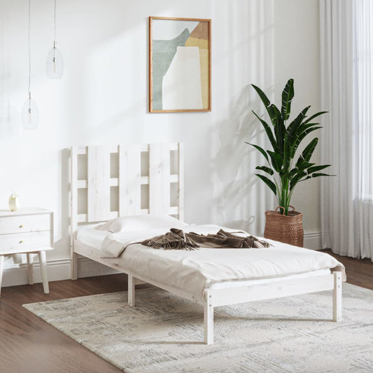 Bed Frame without Mattress White 100x200 cm  Solid Wood Pine