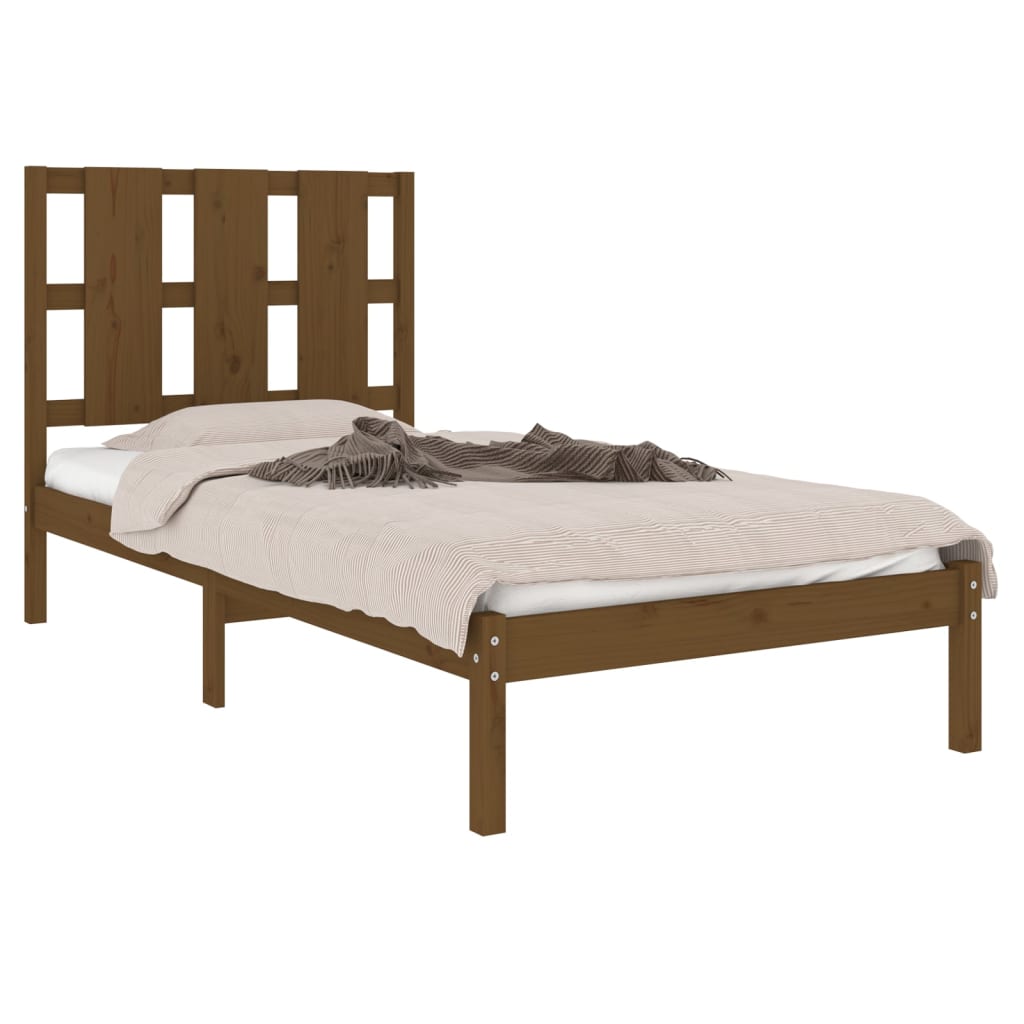 Bed Frame without Mattress Honey Brown 100x200 cm  Solid Wood Pine