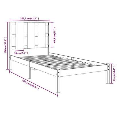 Bed Frame without Mattress Honey Brown 100x200 cm  Solid Wood Pine