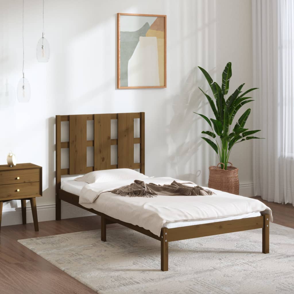 Bed Frame without Mattress Honey Brown 100x200 cm  Solid Wood Pine