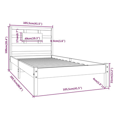 Bed Frame without Mattress Honey Brown 100x200 cm Solid Wood