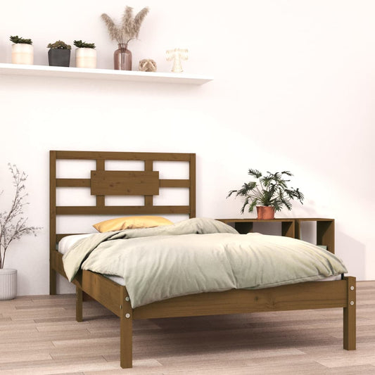 Bed Frame without Mattress Honey Brown 100x200 cm Solid Wood