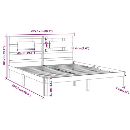 Bed Frame without Mattress Honey Brown 200x200 cm Solid Wood