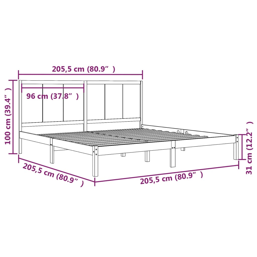 Bed Frame without Mattress Honey Brown 200x200 cm Solid Wood Pine