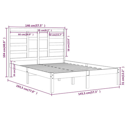 Bed Frame without Mattress Black Solid Wood 140x190 cm