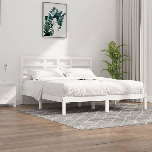 Bed Frame White Solid Wood 180x200 cm Super King Size