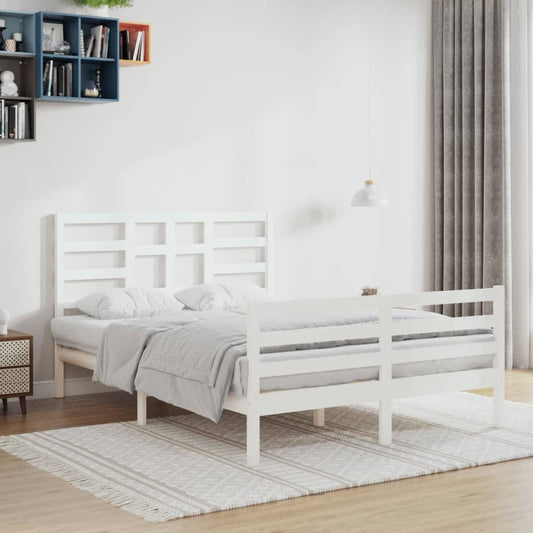 Bed Frame without Mattress White Solid Wood 140x200 cm